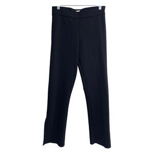 Avenue Montaigne Black Cropped Pants Stretch Pull-On Hem-Slit Size 6